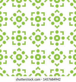 Seamless pattern of circles and squares on a white background.