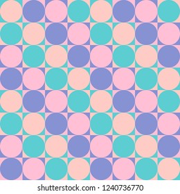 Seamless pattern - circles in squares. Smooth figures. Nice soothing colors. Background, texture for paper, textiles, websites, applications, etc.