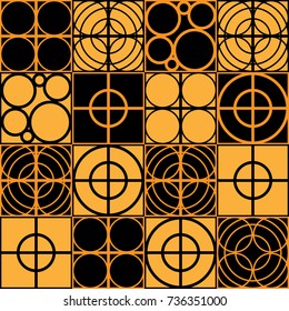 Seamless Pattern of Circles and Squares, Stylish Texture with Structure from Circles, Trendy Seamless Background Made of Set of Rings