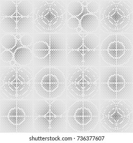 Seamless Pattern of Circles and Squares, Stylish Texture with Structure from Circles, Trendy Seamless Background Made of Set of Rings