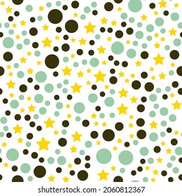 Seamless pattern with circles and stars on a transparent background