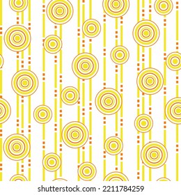 Seamless pattern with circles and stripes. Geometric background. Vector illustration. Design for web, wallpaper, wrapping, textile, print, fashion. 