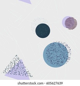 Seamless pattern with circles and triangle. Pattern ideal for wrapping paper, wallpaper, textiles or kids bedding.