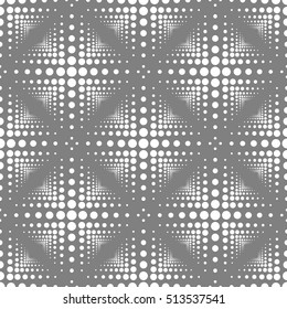 Seamless pattern with circles and triangles. Grey monochrome background.