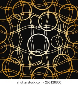 Seamless pattern with circles. Vector repeating texture. Stylish background, gold and black