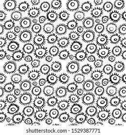 Seamless pattern with circles. Vector textured hand drawn pattern. Abstract background with round brush strokes.