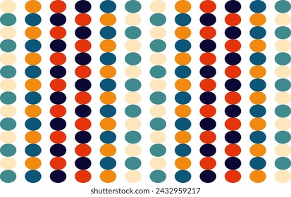 seamless pattern with circles, Vintage retro color seamless pattern with circles dot, orange, blue, yellow, round vertical column strip on white background seamless repeat pattern, design for patter f