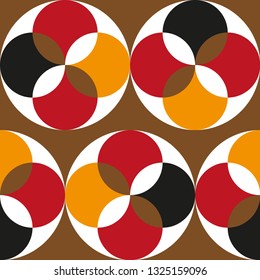 Seamless pattern with circles, vintage style,  70s pattern