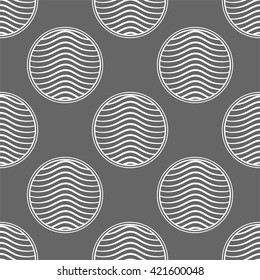 Seamless pattern of circles and waves in Japanese style