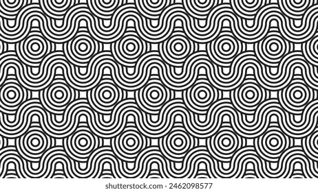 Nahtlose Musterkreise und Wellenlinien, die sich überlappen