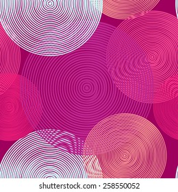 Seamless pattern with circles. The pattern for wrapping paper, tissue composition of the circles red, Magenta, 5 spot colors.