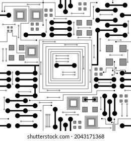 seamless pattern with circuit board ornament