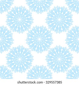 Seamless pattern, a circular pattern. Flock of fish in the water. Pattern can be used for packaging design, wallpaper, and other tissues.