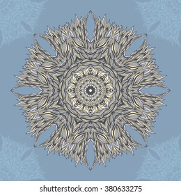 Seamless pattern with circular floral ornament. Round Pattern Mandala.Can be used for the greeting card or invitation, template frame design for card.