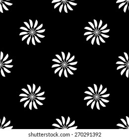Seamless pattern of circular as flowers patterns composed of dancing mice in a circle fastened tailed black and white