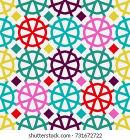 Seamless pattern with circular geometric elements.