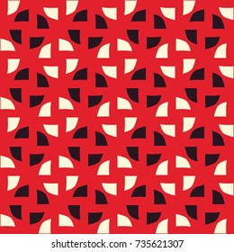 Seamless pattern with circular groups of geometric elements.