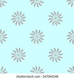 Seamless pattern of circular patterns composed of dancing mice in a circle fastened tails colors blue and gray
