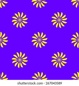 Seamless pattern of circular patterns composed of dancing mice in a circle fastened tailed dark blue and yellow