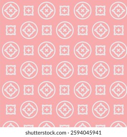 Seamless pattern with circular shapes and some flower shapes
