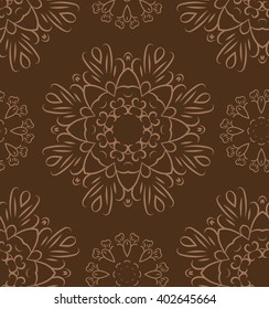 Seamless pattern of circular vintage ornament
