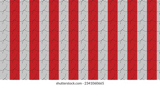 seamless pattern with circular pattern with white and red vertical color combination