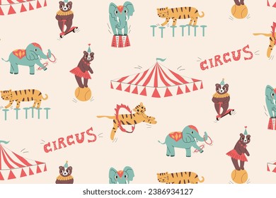 patrón ininterrumpido con animales de circo y carpa