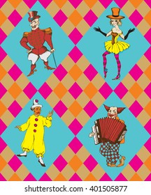 seamless pattern with Circus artists. vector illustration.