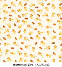 Seamless pattern of circus lion 