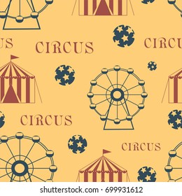 Seamless pattern with circus theme. Vector illustration