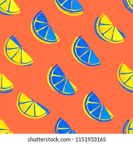 Seamless pattern with citrus brush painted. Colorful watercolor background. 
Simple stylish vector illustration. Fashion modern style. Fruit fabric print.