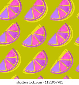 Seamless pattern with citrus brush painted. Colorful watercolor background. 
Simple stylish vector illustration. Fashion modern style.