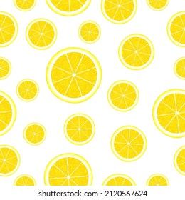 Seamless pattern of citrus fruit slices of lemon isolated on rose background