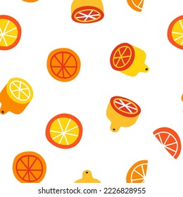 seamless pattern with citrus fruits. hand drawn vector illustration.