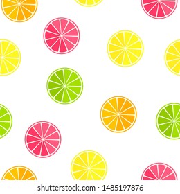 Seamless pattern with citrus fruits. Lemon, orange, lime, grapefruit. Vector illustration.