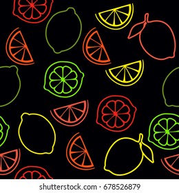 Seamless pattern with citrus fruits slices.Vector of citrus fruits