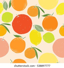 Seamless pattern with citrus fruits. Vector