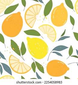 patrón sin fisuras con cítricos. Limones amarillos.