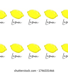 Seamless pattern with citrus lemon fruit. Vintage background for decorate prints, tiling surfaces. Vector elements on white background.