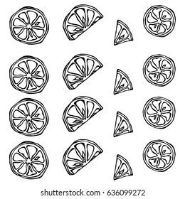 Seamless Pattern of Citrus Lemon, Orange, Lime, Grapefruit.