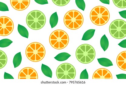 Seamless pattern with citrus and lemon slices.