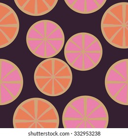 Seamless    pattern  of citrus motif, spots, circles . Hand drawn.