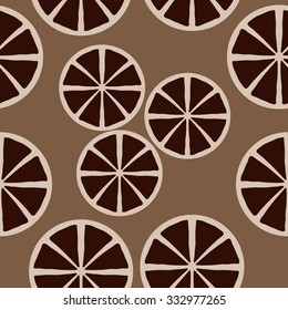 Seamless    pattern  of citrus motif, spots, circles . Hand drawn.