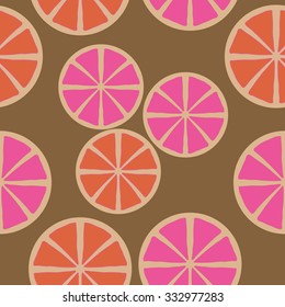 Seamless    pattern  of citrus motif, spots, circles . Hand drawn.