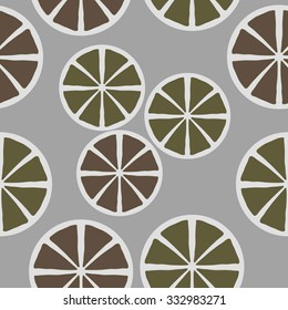 Seamless    pattern  of citrus motif, spots, circles . Hand drawn.