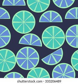 Seamless    pattern  of citrus motif, spots, circles, slices . Hand drawn.