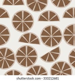 Seamless    pattern  of citrus motif, spots, circles, slices . Hand drawn.