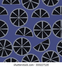 Seamless    pattern  of citrus motif, spots, circles, slices . Hand drawn.