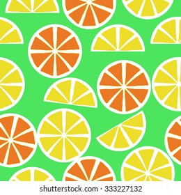 Seamless    pattern  of citrus motif, spots, circles, slices . Hand drawn.