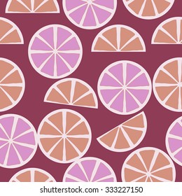 Seamless    pattern  of citrus motif, spots, circles, slices . Hand drawn.